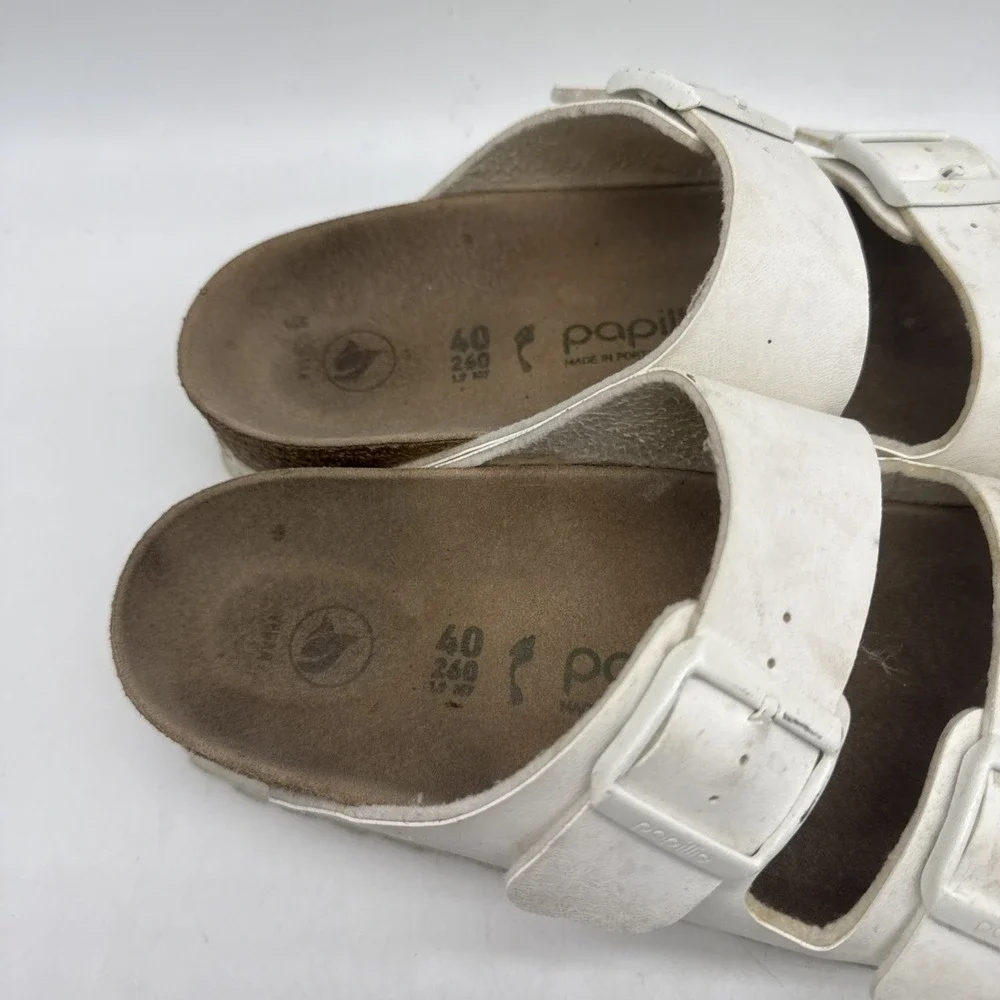 Papillio by Birkenstock Platform Sandals Women EU 40 White Leather Double Buckle